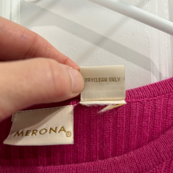 MERONA 100% Cashmere Sweater Size M Ribbed Knit Pink Festive Holiday Feminine - Picture 7 of 7
